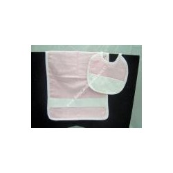 Asciugamano + bavaglino ricamabili colore rosa